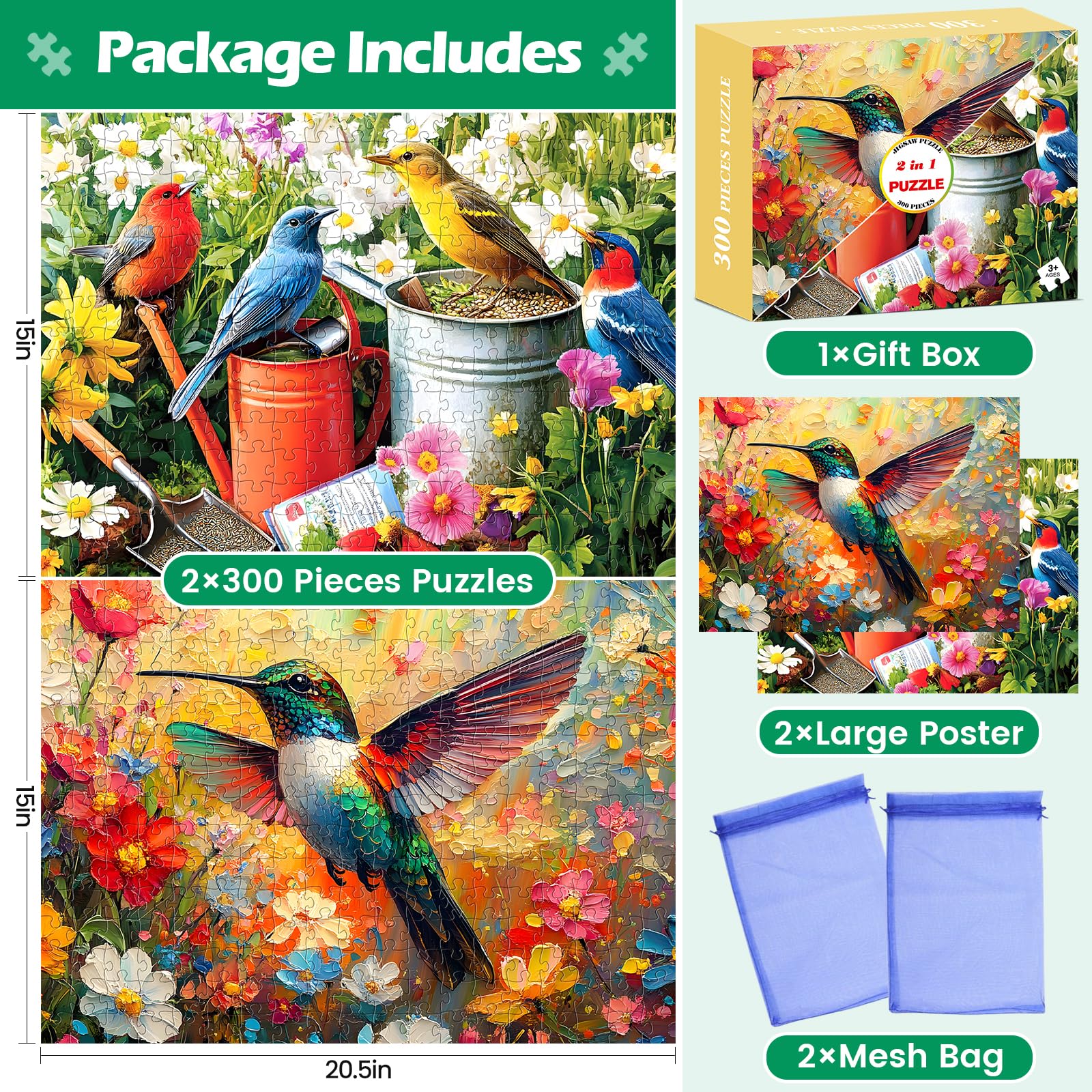 Amusding hummingbird-puzzle featuring bright, dynamic design