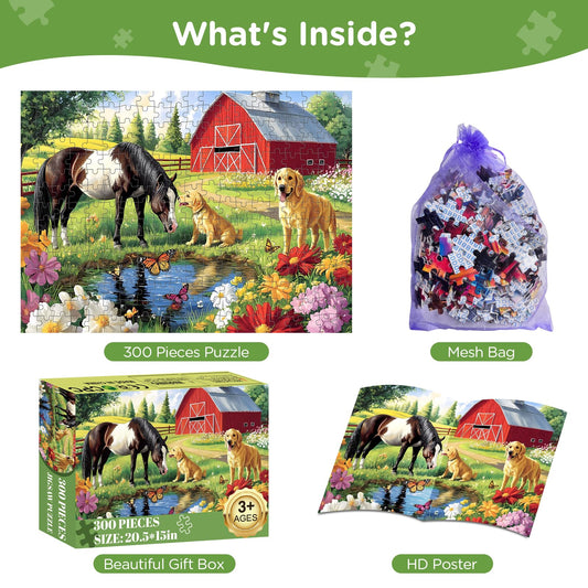 Amusding poster-inside-puzzle-box for quick reference during assembly.