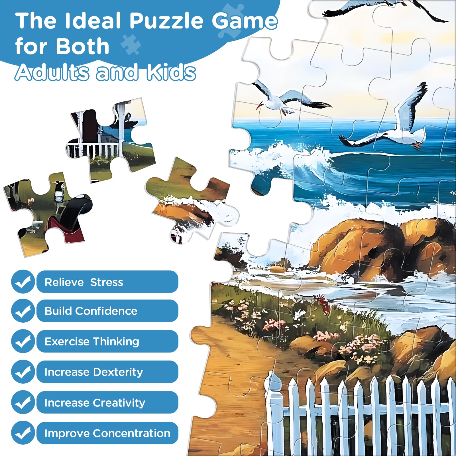 Finished Amusding Seagull Carriage puzzle ready for display or framing.