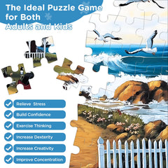 Finished Amusding Seagull Carriage puzzle ready for display or framing.