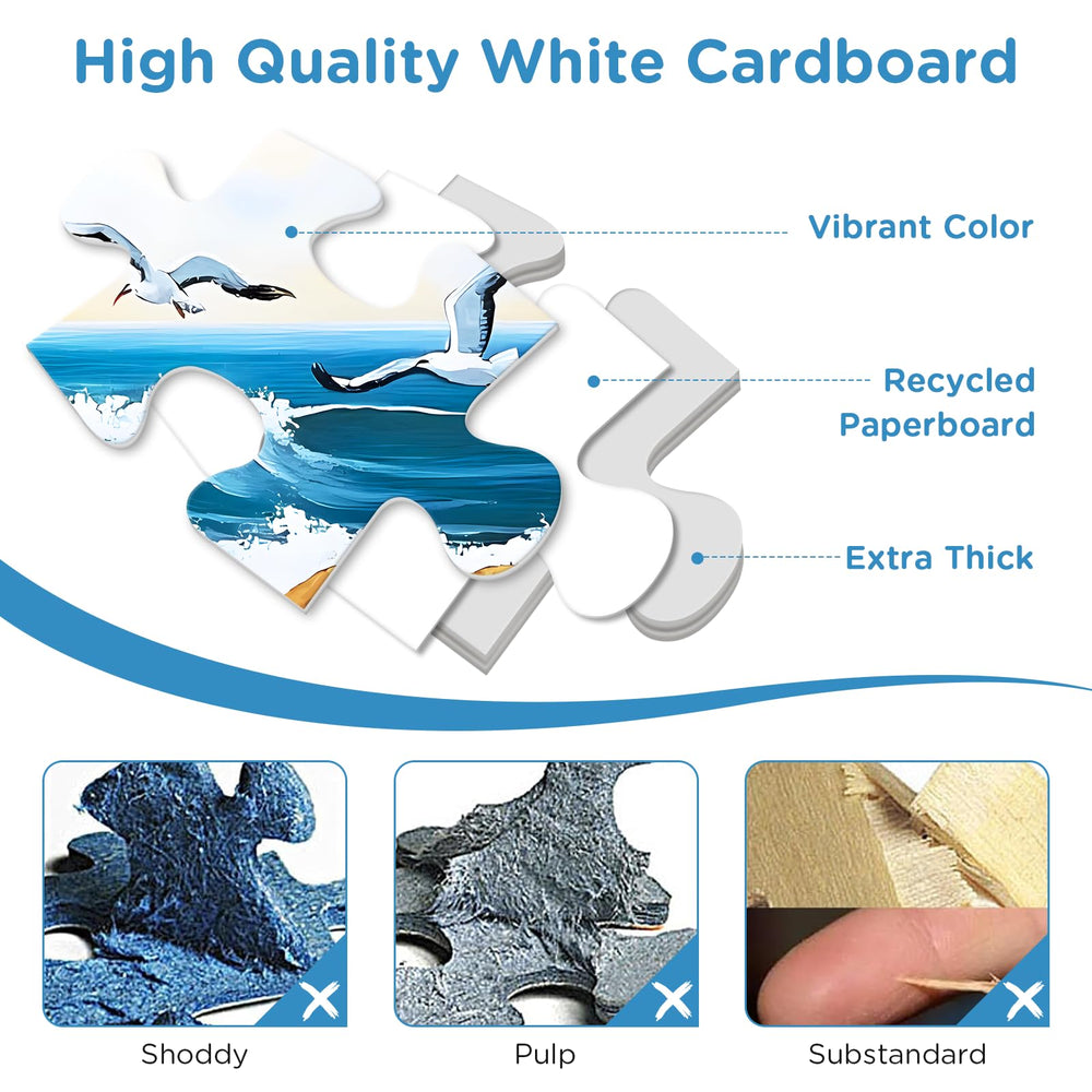 Amusding 500-piece interlocking puzzle pieces with precise cuts for smooth fitting.