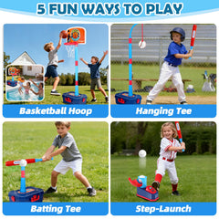 Amy & Benton T-ball stand ready for kid-friendly practice and height growth.
