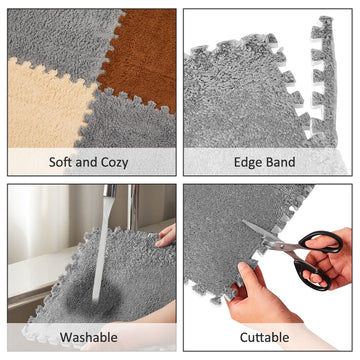 Amylove gray fluffy floor tile creates a soft, safe play area.