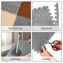 Amylove gray fluffy floor tile creates a soft, safe play area.