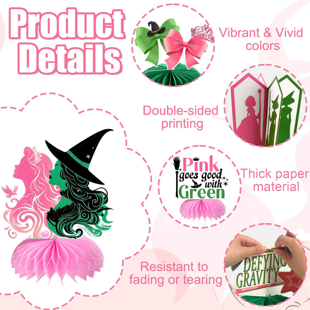 AMZFAVOR pink-green witch cards decorate tables with charming magical vibe