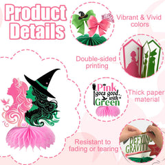 AMZFAVOR pink-green witch cards decorate tables with charming magical vibe