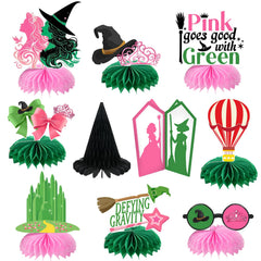 AMZFAVOR witch theme centerpieces with pink-green honeycombs brighten tables for parties