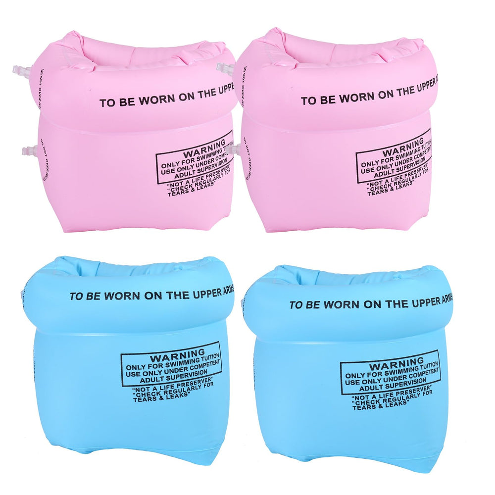 AMZQNART arm floaties pink-blue pack keeps kids buoyant during pool play.