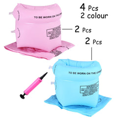 AMZQNART arm floaties pink-blue pack shown from side for comfortable arm fit.