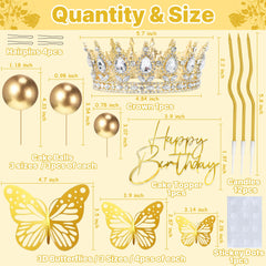 AMZVALU gold balls cake toppers in three sizes for versatile decorating.