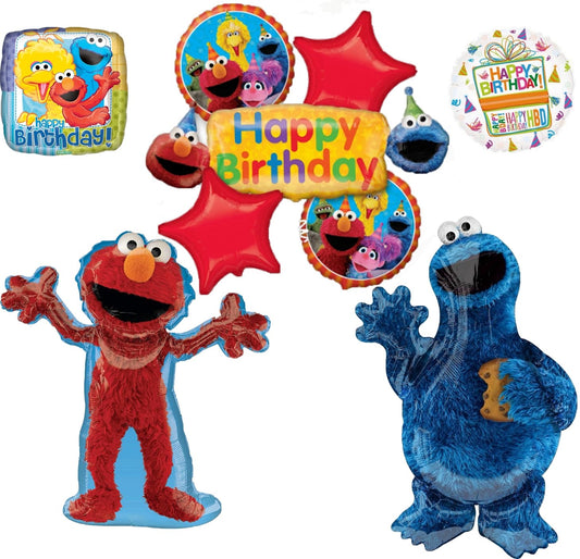 Anagram banner featuring Elmo and Cookie Monster, ideal for a colorful birthday backdrop.
