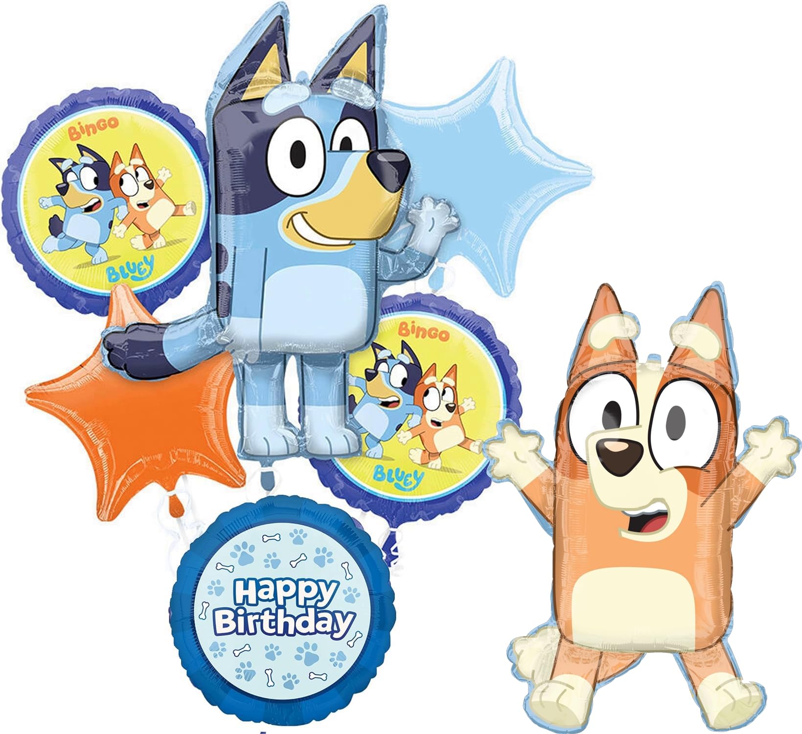 Anagram Bluey 32-inch foil balloon adds a bold centerpiece for birthdays.