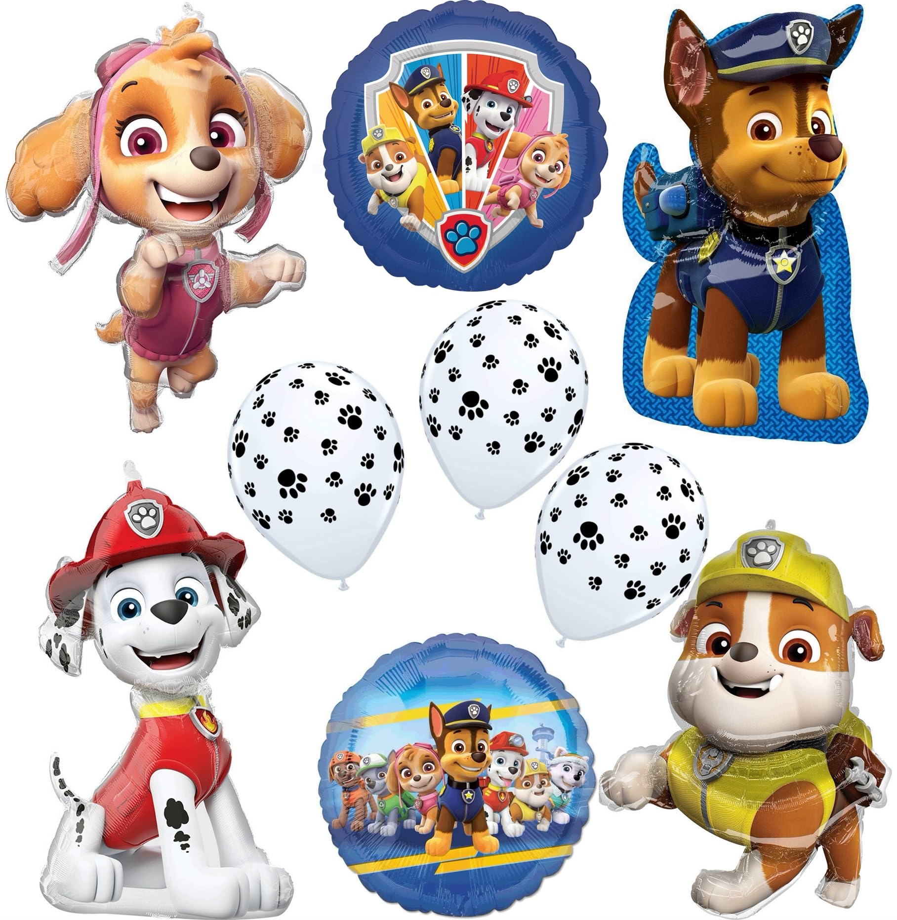 Anagram Paw Pups Skye 36-inch foil balloon serves as a dramatic centerpiece for birthdays