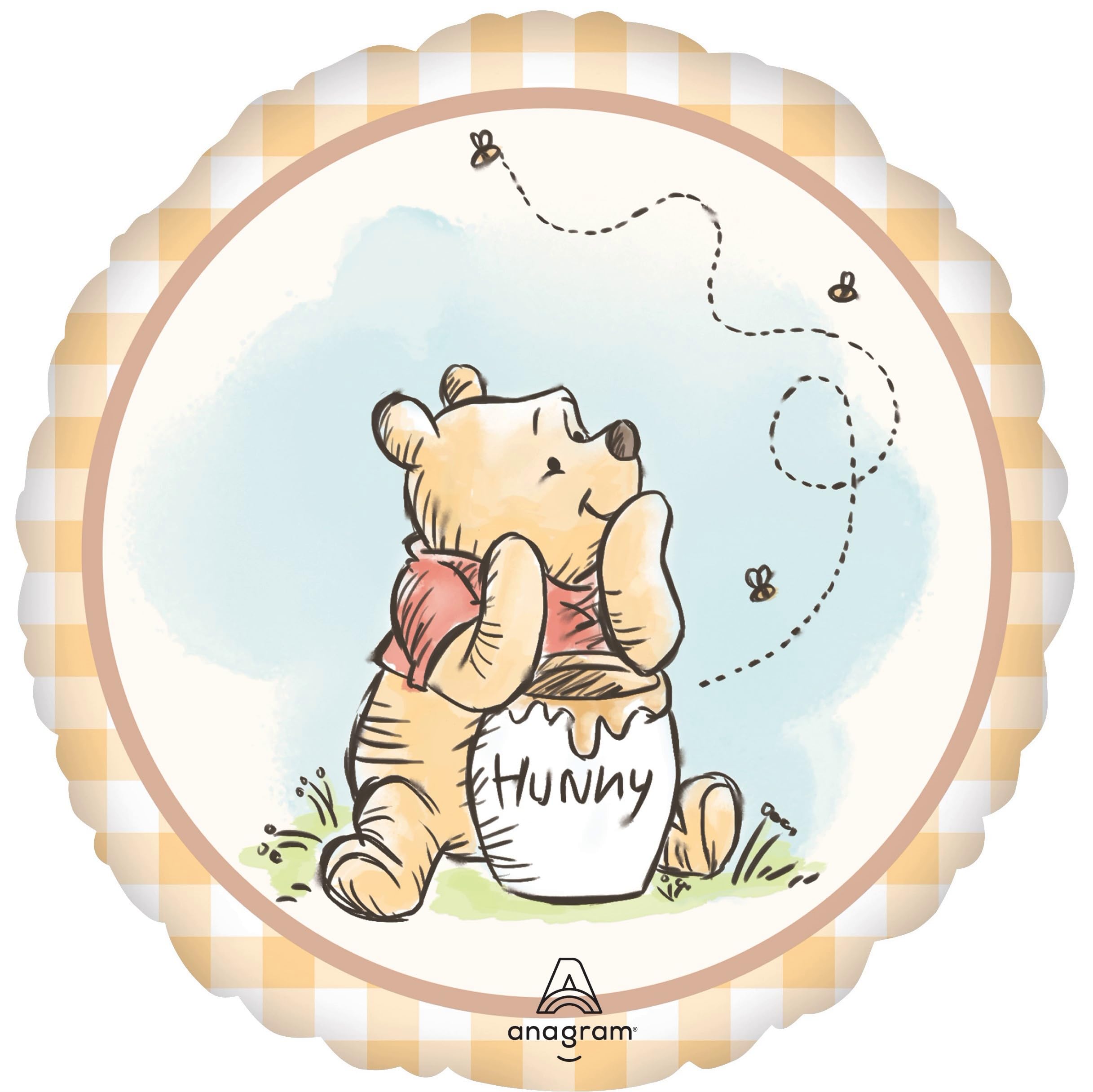 Anagram Pooh Honey Jug 17-inch foil balloon adds playful accents.
