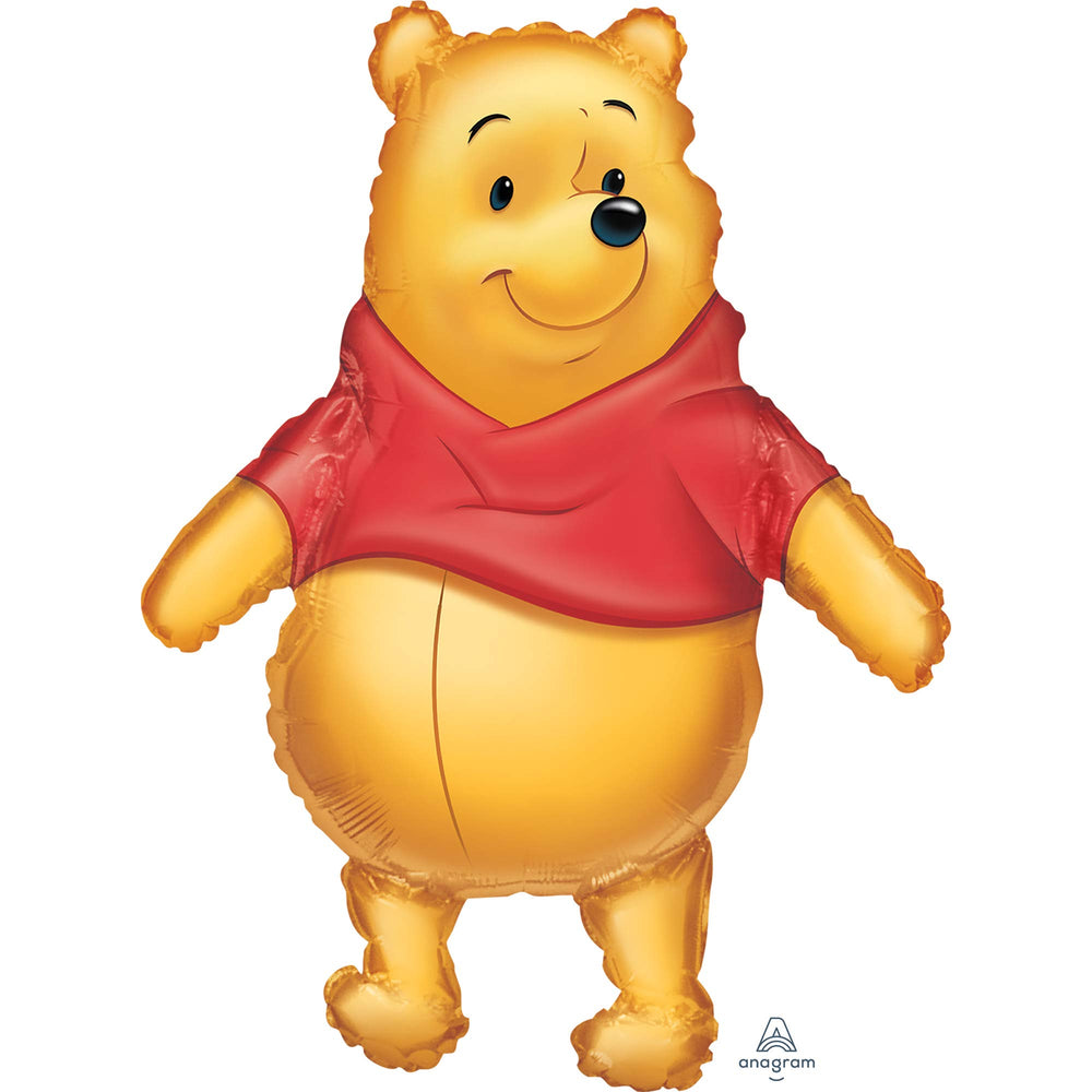 Anagram Pooh shape balloon pack, 29-inch, adds whimsical decor with long-lasting helium float for parties.