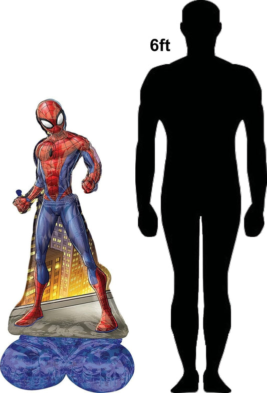 Anagram Spiderman Airloonz base setup supports upright display for selfies.