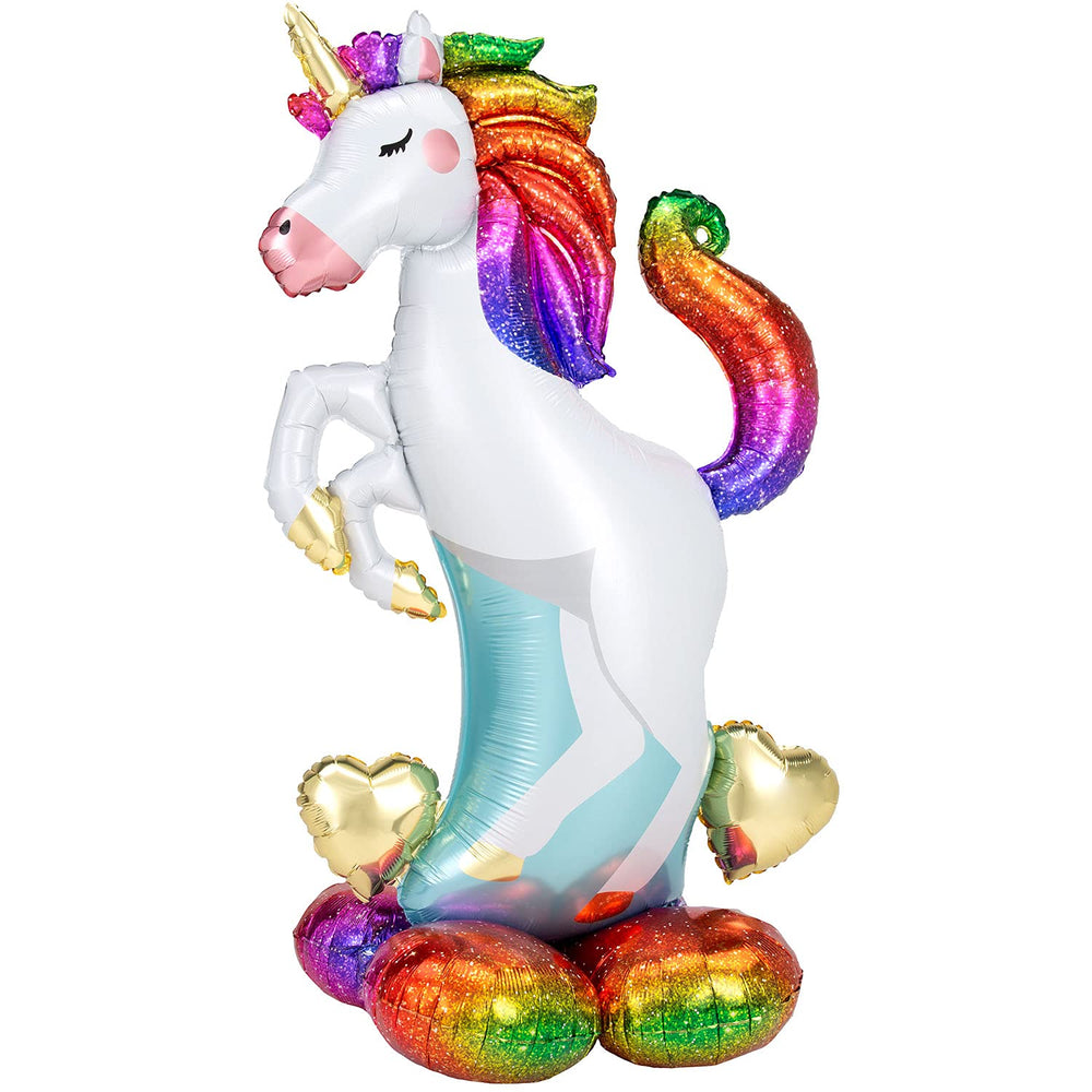 Anagram Unicorn Airloonz 55-inch balloon stands tall for a striking party centerpiece.