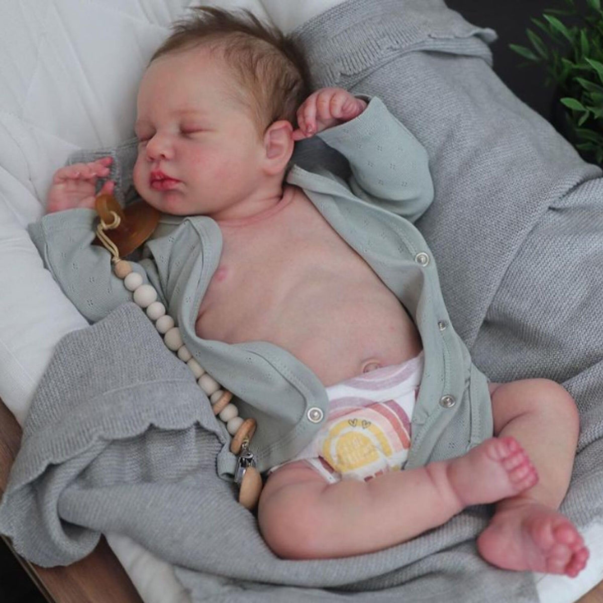 Anano Reborn Baby Boy 17 inch face detail highlights lifelike skin and subtle shading for realism