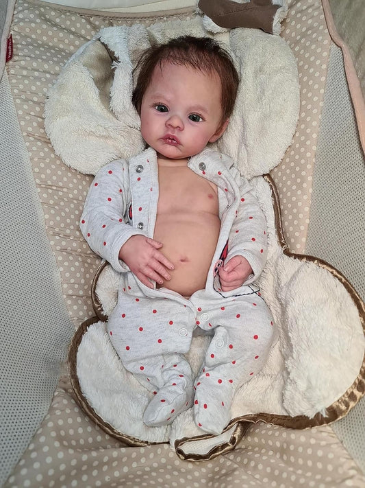 Anano Reborn doll with rooted hair, soft fiber for easy care