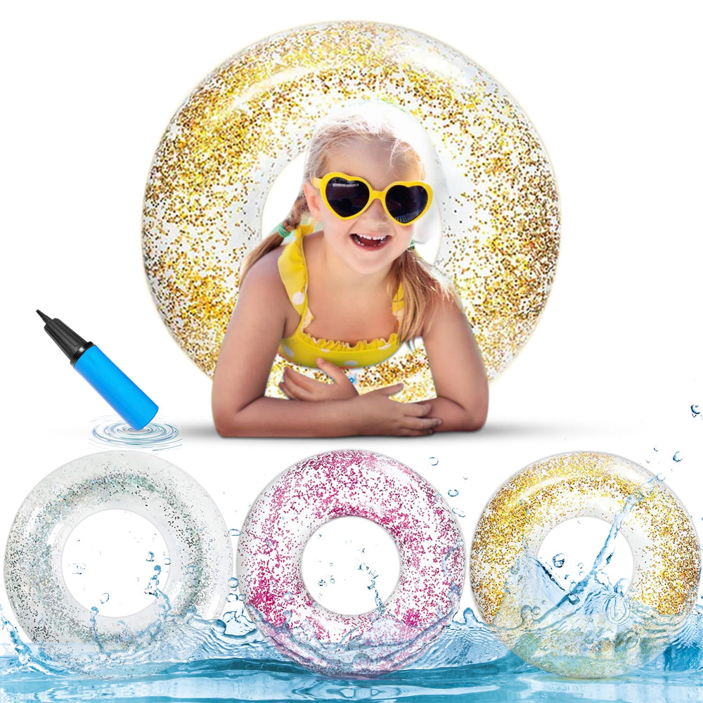 Anas glitter multicolor pool float ring shining in sunlight for vibrant pool days