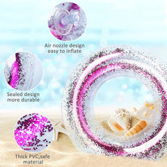 Anas pool float ring used for lounging in the water with glittery design
