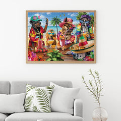 Anatolian puzzle image with bright colors on the beach boosts focus during assembly.