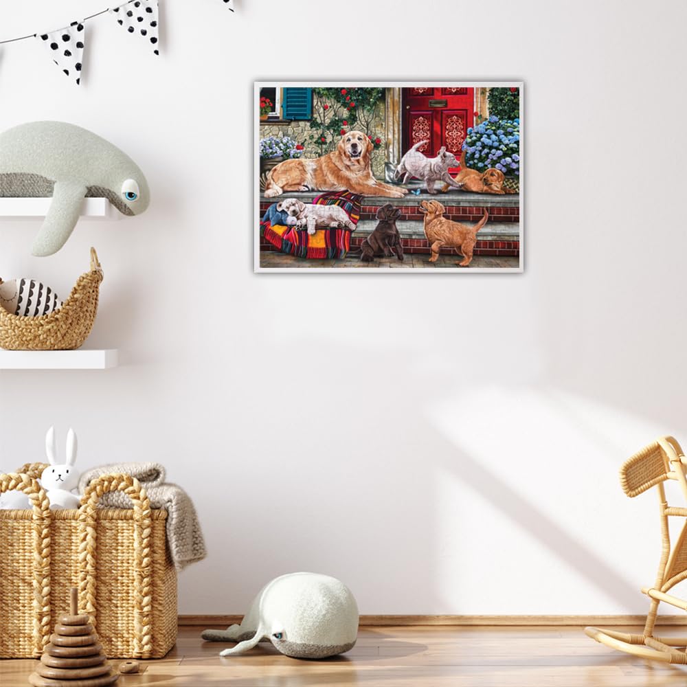 Anatolian Dog Family 260-piece puzzle edge pieces defining puzzle boundaries clearly.