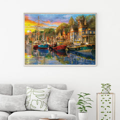Anatolian Harbour Lights finished size 33.5 by 23.6 inches on display.