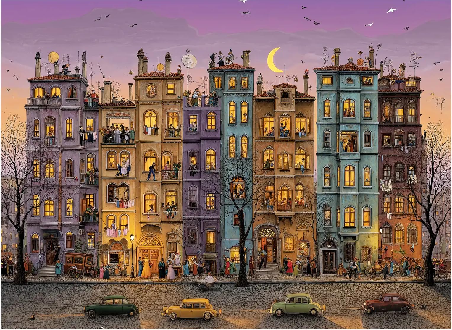 Anatolian Night Party 1000-piece puzzle box lid for easy display and stacked storage.