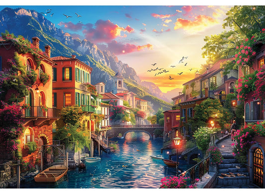 Anatolian Puzzle Mediterranean Village box lid display for easy storage and photo-ready setup.