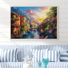 Anatolian Puzzle Mediterranean Village edge pieces highlight border build for a precise start.
