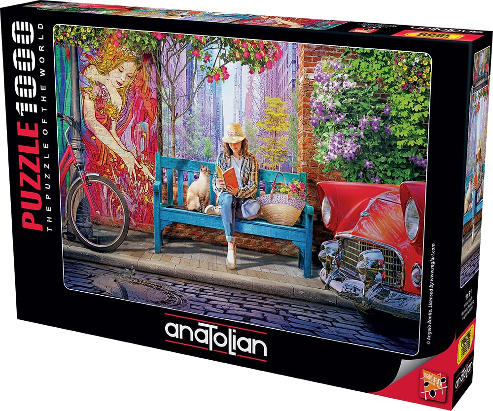 Anatolian Morning Reading 1000-piece puzzle close-up promoting mindful focus and vivid colors.