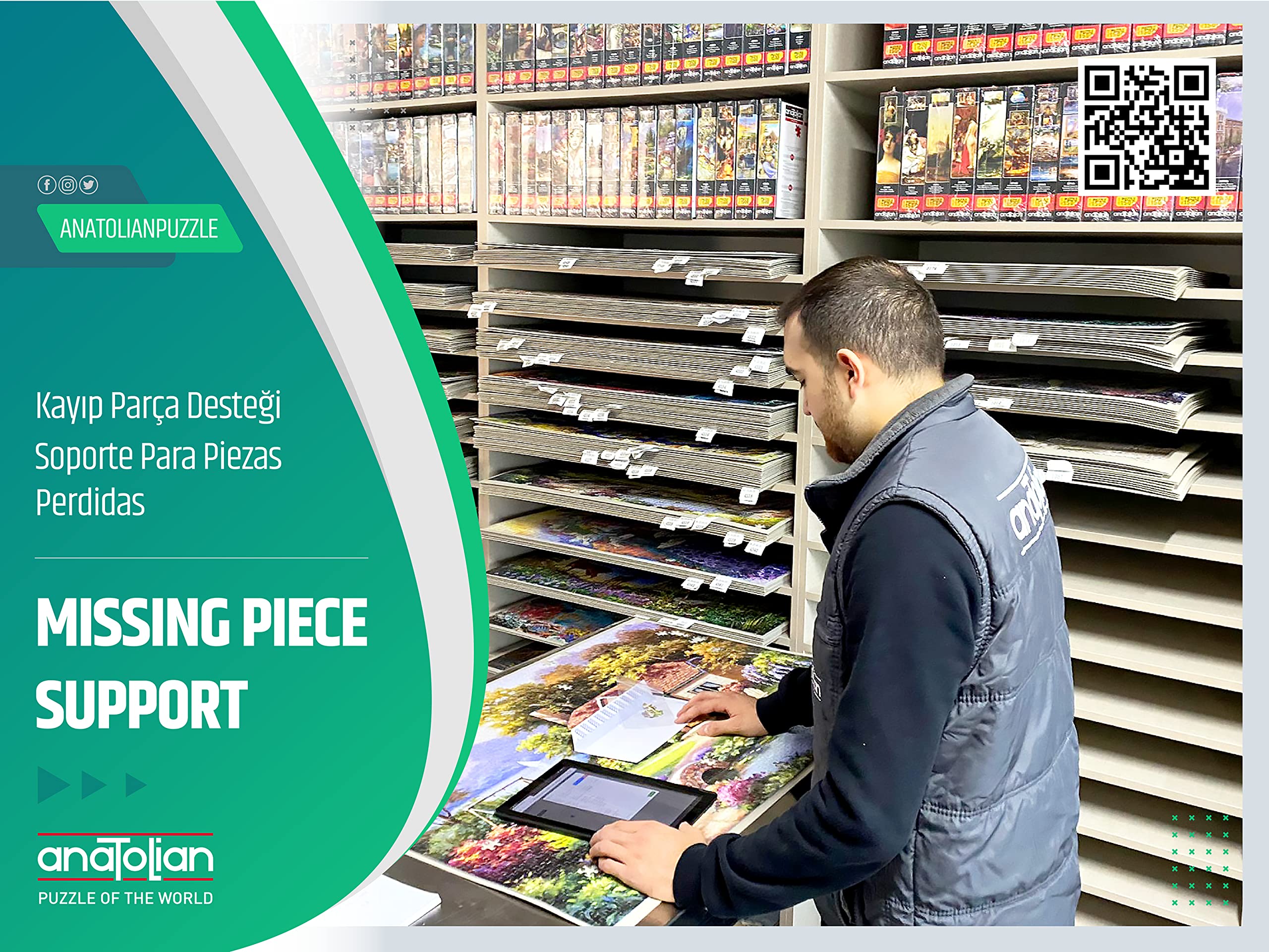 Anatolian Puzzle Possibilities stand included for vertical or horizontal display
