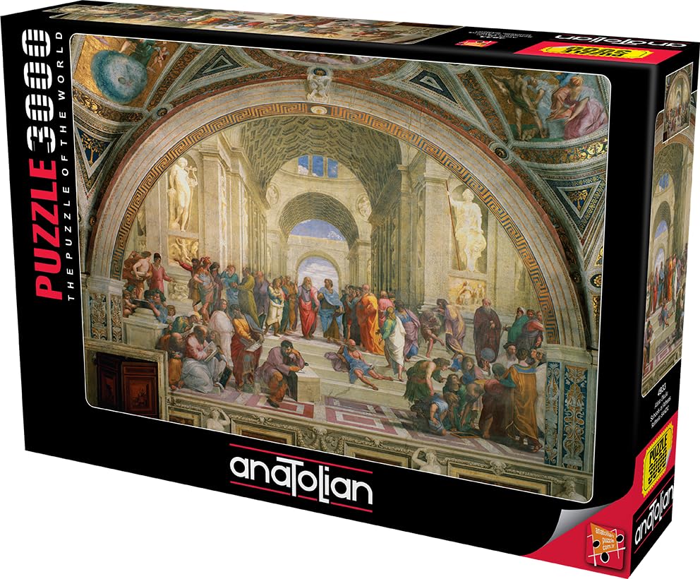 Anatolian Puzzle Schools of Athens edge pieces highlight perimeter precision for a clean outer frame.