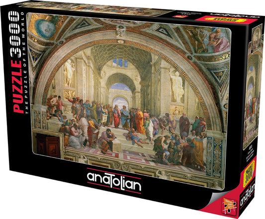 Anatolian Puzzle Schools of Athens edge pieces highlight perimeter precision for a clean outer frame.