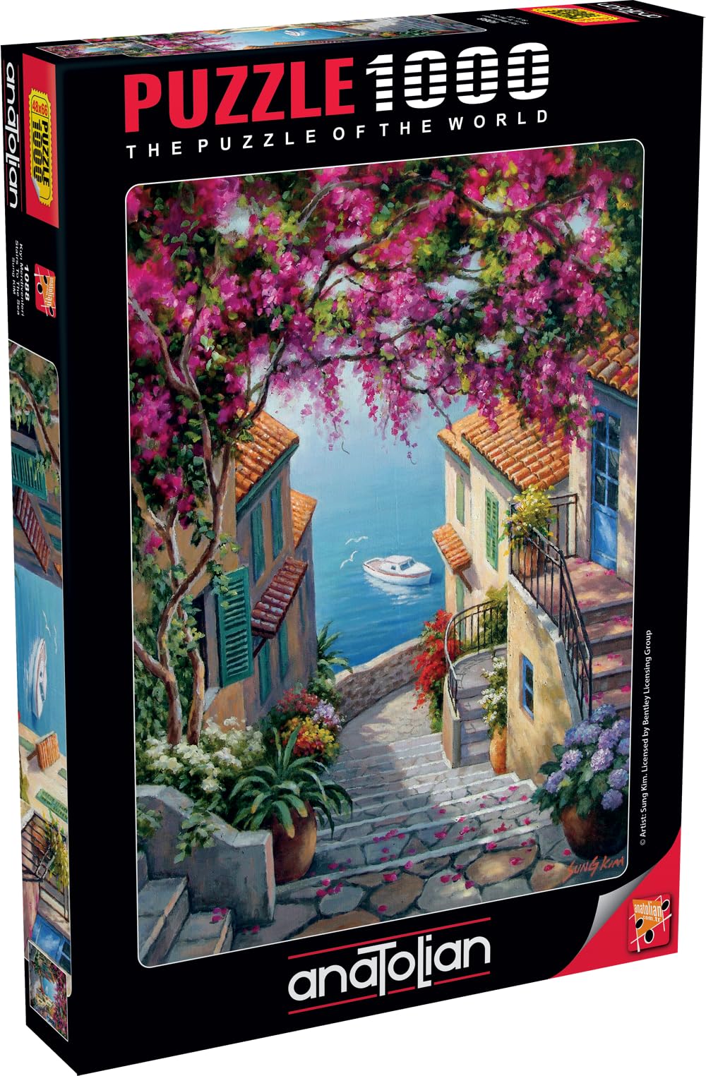 Finished Anatolian Stairs to the Sea puzzle measures 26x19 inches for display after completion.
