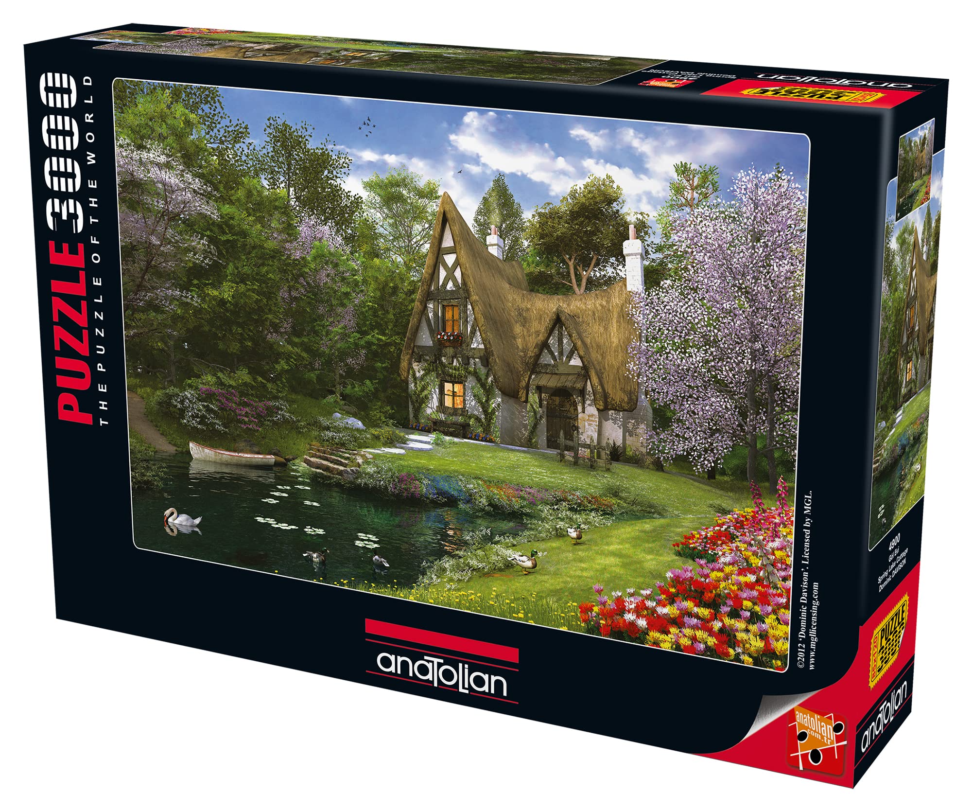 Anatolian Spring Lake Cottage puzzle box front showing tranquil landscape for family puzzle night.
