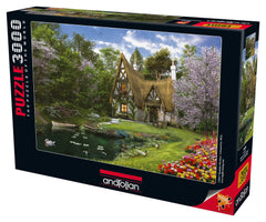Anatolian Spring Lake Cottage puzzle box front showing tranquil landscape for family puzzle night.