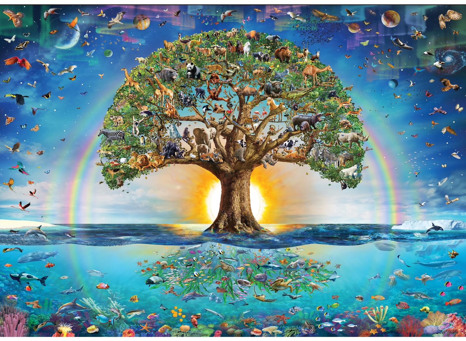 Anatolian Tree of Life 3000-piece puzzle box lid with vivid colors for family fun.