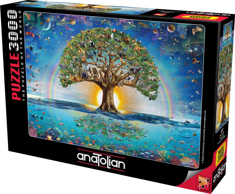 Anatolian Tree of Life 3000-piece puzzle close-up pieces reveal unique interlocks for precise fits.