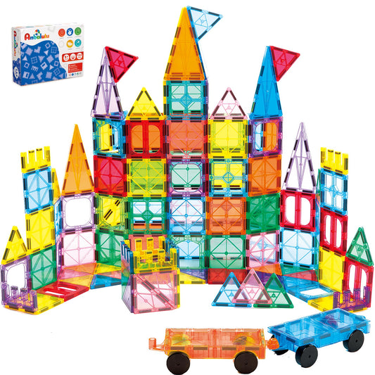 Anbalulu magnetic tiles 134-piece set for creative construction and learning