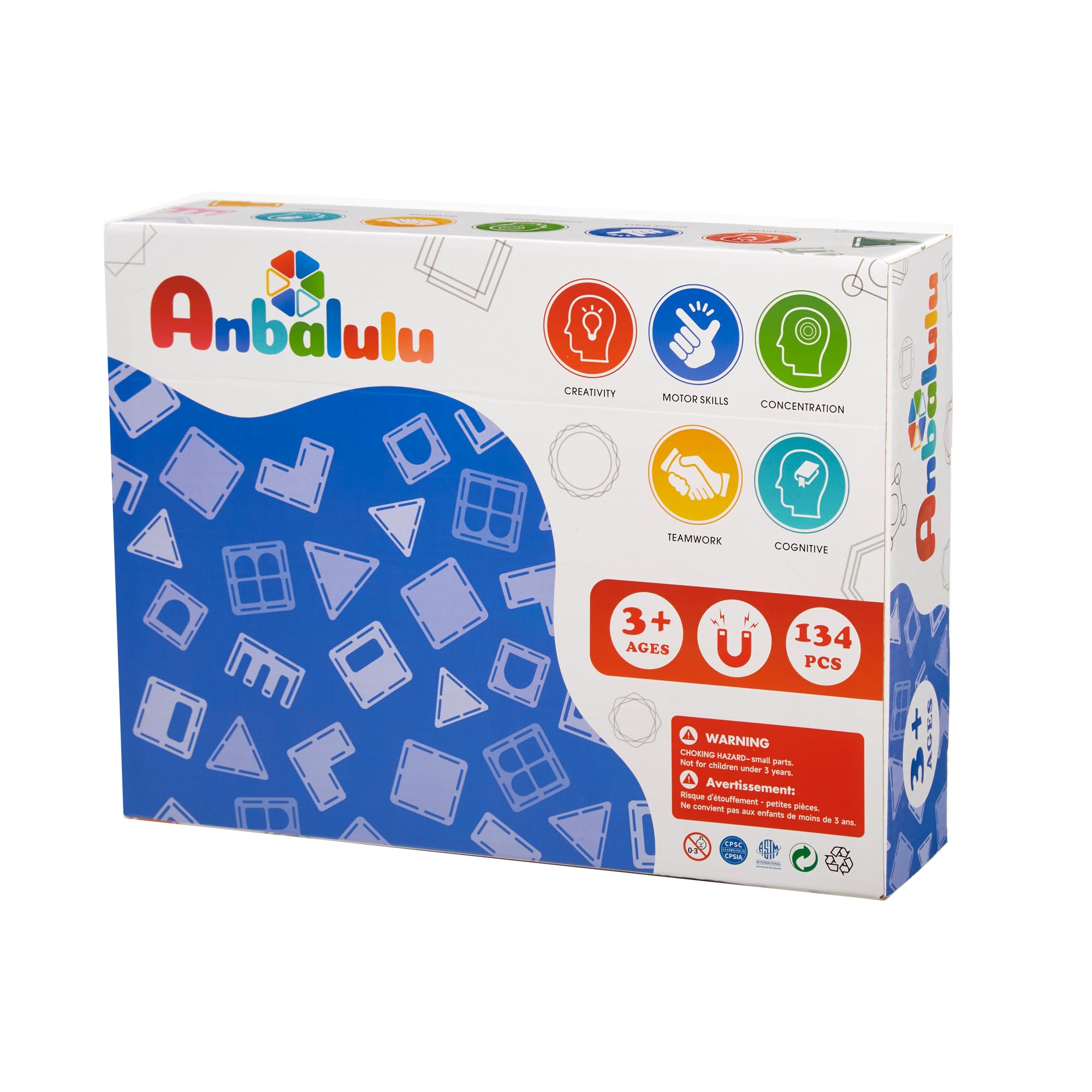 Anbalulu magnetic tiles contents show shapes and colors for STEM exploration