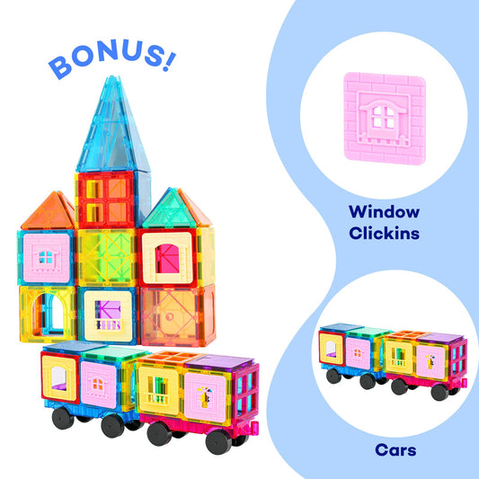 Anbalulu magnetic tiles round edges promote safe exploration and smoother building.
