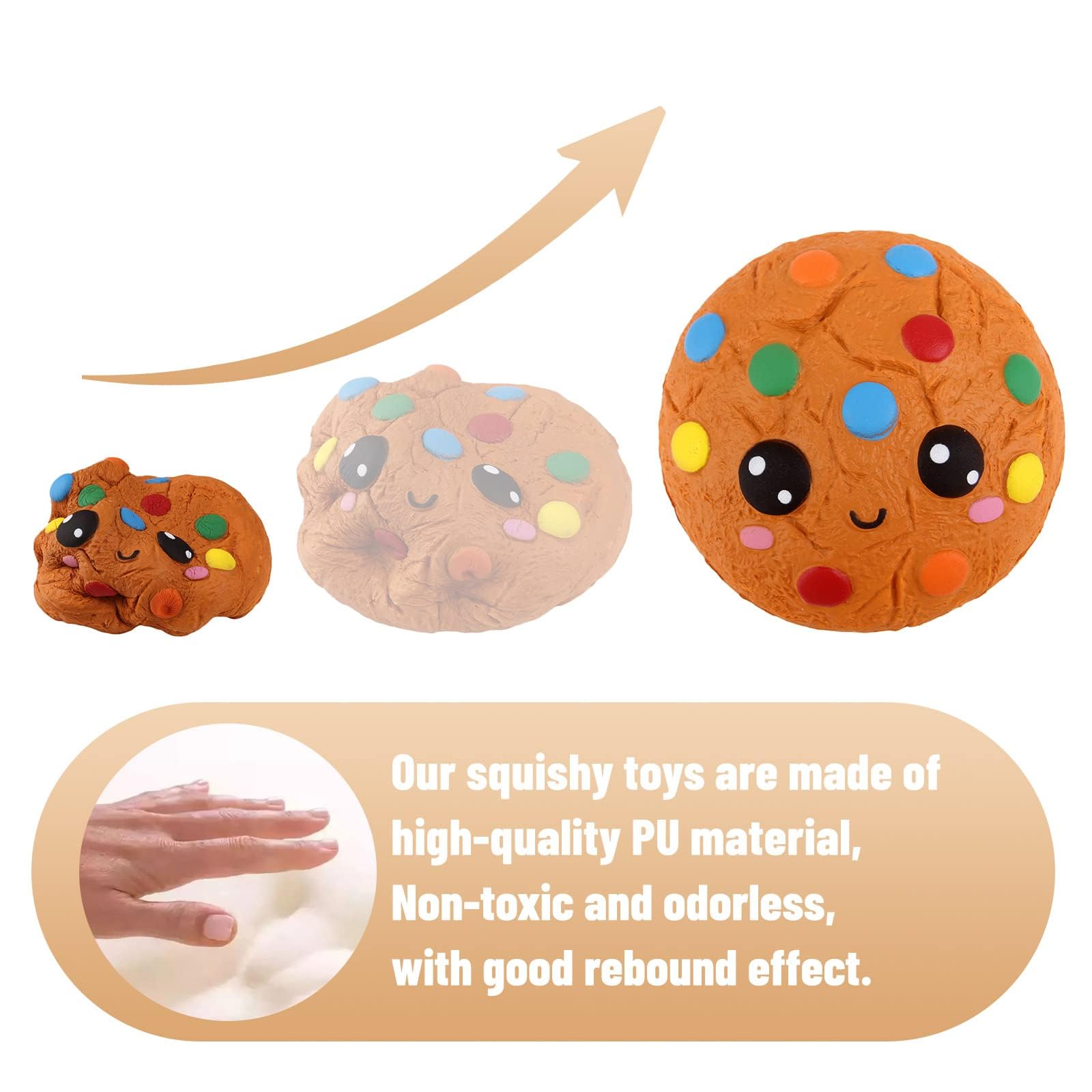 Anboor Kawaii Squishies vanilla cookie; soothing sensory toy for stress relief.