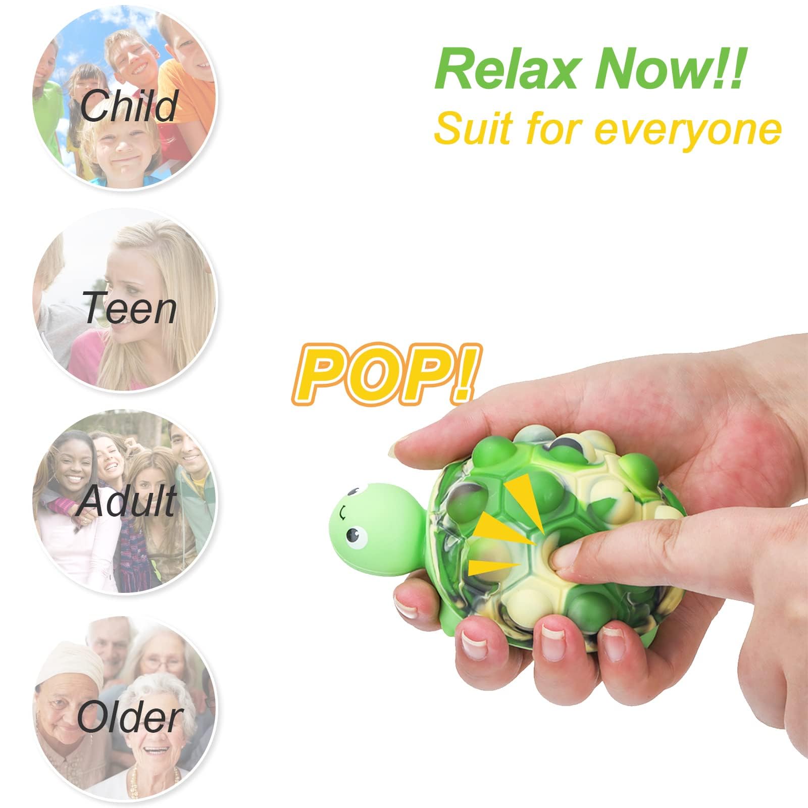 Anboor Pop Fidget Turtle colors highlight the eye-catching design for kids.