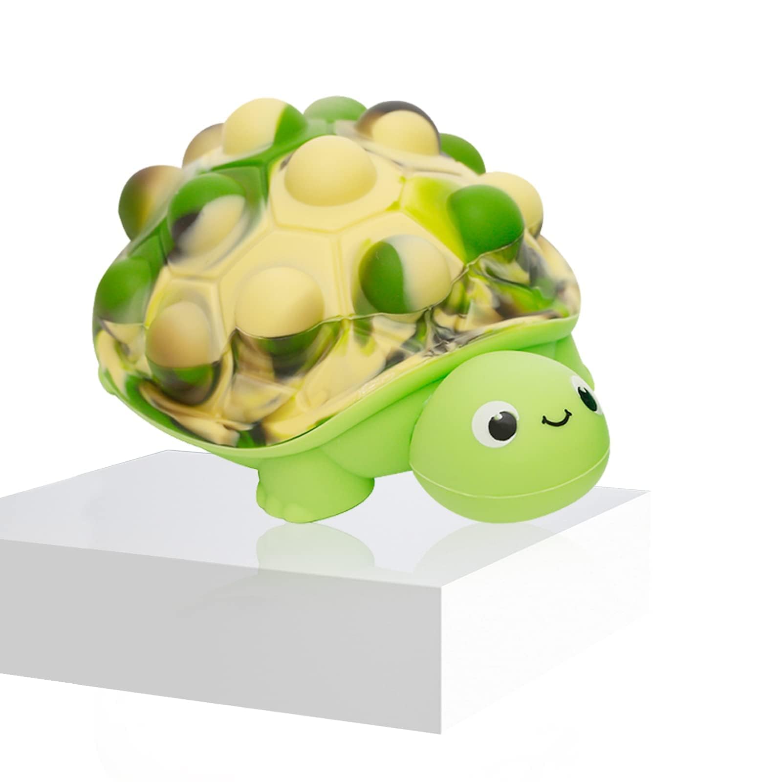 Anboor Pop Fidget Turtle push bubble close-up, silicone texture for stress relief.