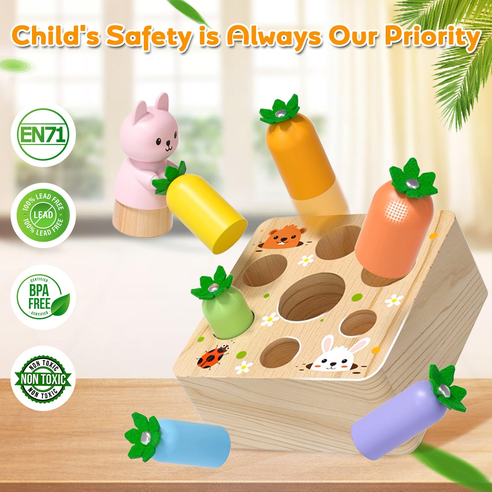 Ancaixin natural pine wood emphasizes safe, non-toxic materials for play.