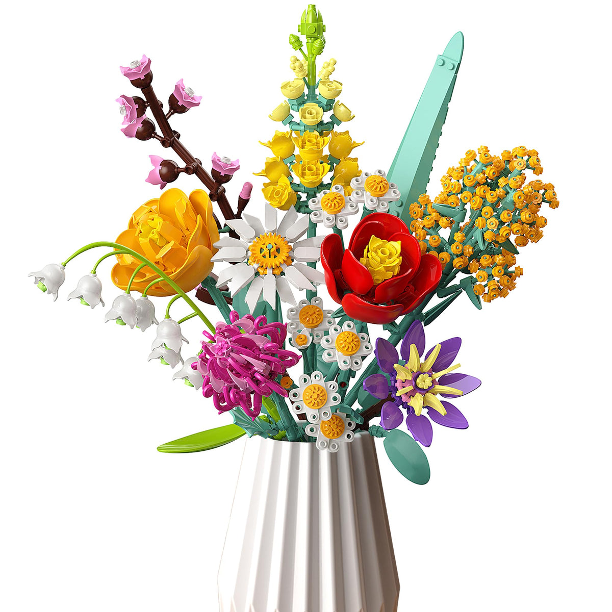Ancesfun Flowers Bouquet Building Set pieces for creative decor ideas.