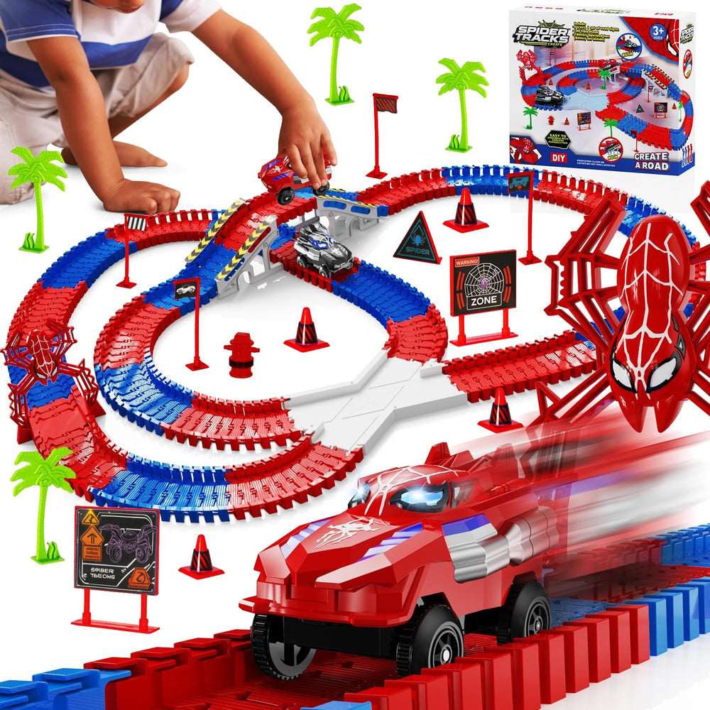 Ancitoy Spider Race Track parts showcase for creative building play.