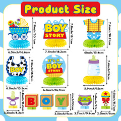 Andi Cppss Boy Story honeycomb centerpiece design 2 brightens baby shower tables